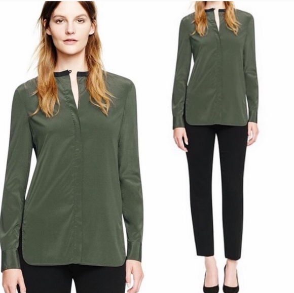Tory Burch Silk Blouse Green & Black Size 0 - Picture 8 of 8